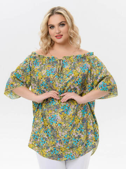 Туника со сборкой по горловине Лесная полянка