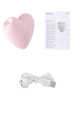 Вакуум-волновой стимулятор клитора с вибрацией Satisfyer Cutie Heart, силикон, розовый, 7,7 см