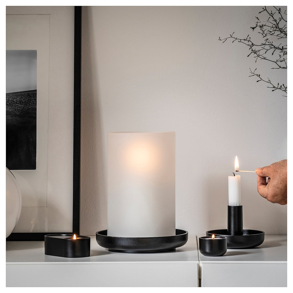 IKEA HEDERVÄRD  (ИКЕА ХЕДЕРВÄРД)  -  Подставка для чайных ламп, черная, 3 см
