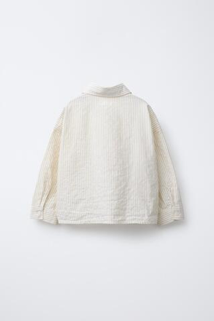 ZARA РУБАШКА В ПОЛОСКУ, ЭКРЮ/ЧЕРНЫЙ