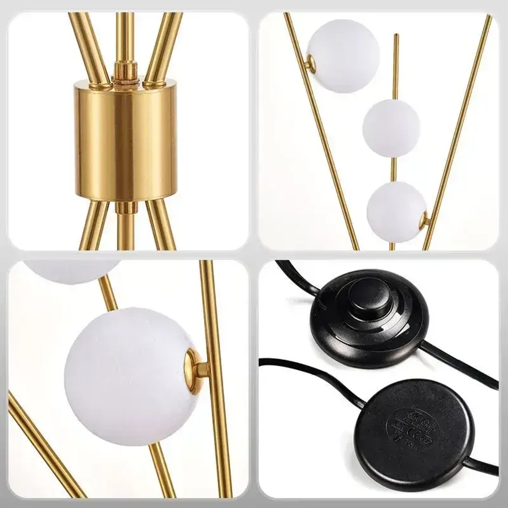 Скандинавский современный стиль, Торшер для спальни и гостиной, LED, G9, 15 Вт, золотой