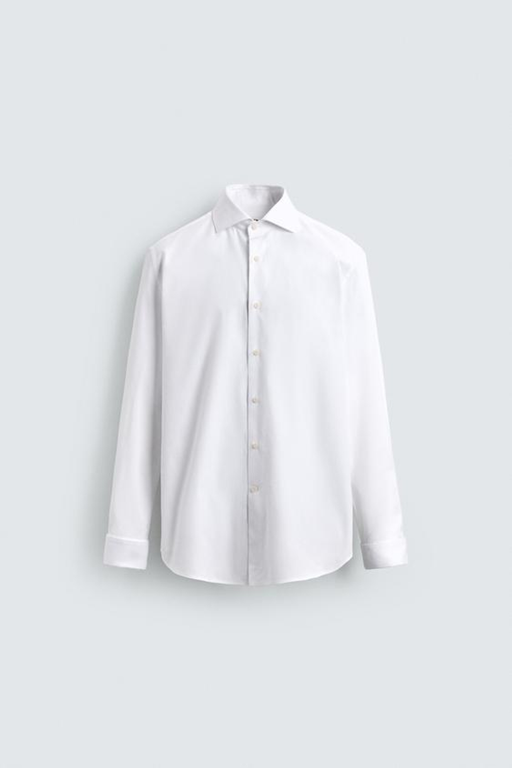 ZARА РУБАШКА SLIM FIT С ДВОЙНЫМИ МАНЖЕТАМИ, БЕЛЫЙ