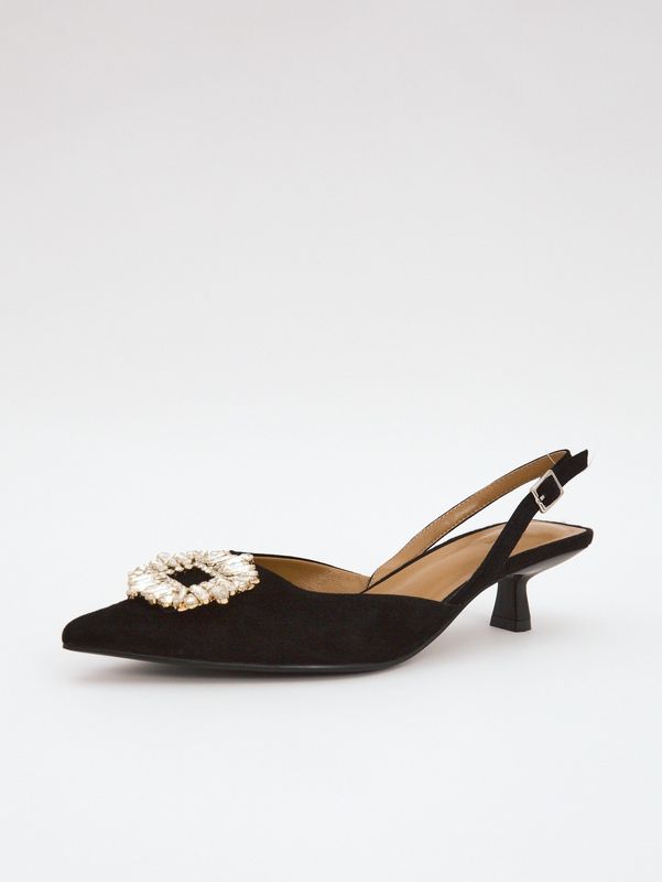 Туфли-мюли на низком каблуке, черный