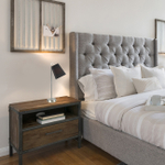 Настольный светильник 1х40Вт Е14, металл/ткань, хром/черный