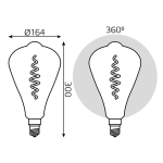 Лампа Gauss LED Filament ST164 8.5W Е27 165lm 1800К  gray flexible 157802005