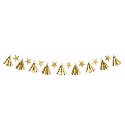 Гирлянда Звезды Тассел бум золот 1,3м
