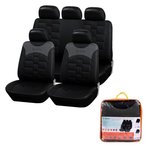 Чехлы Airline Monarch 11 пр. иск.кожа универсальные черно-серые ACS-UEL-05