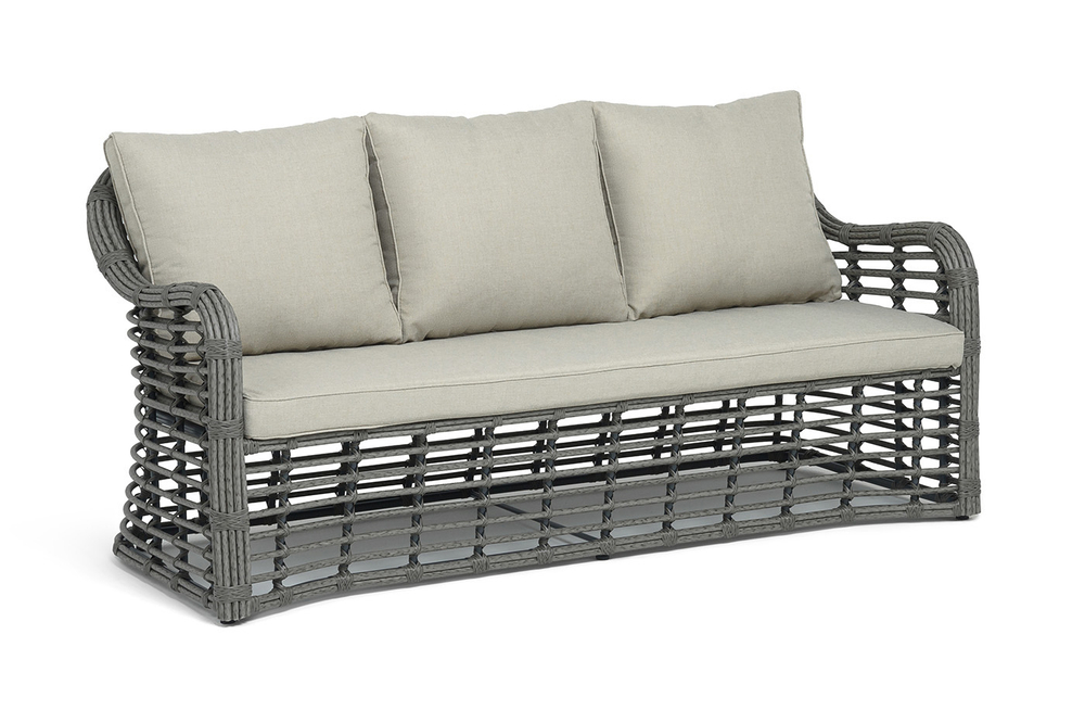 "Ницца" диван из искусственного ротанга трехместный, цвет серый