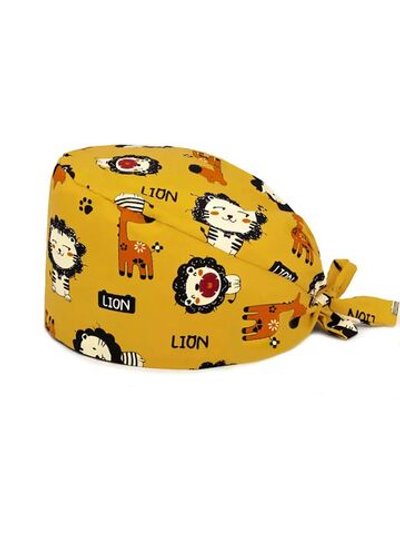 Шапочка медицинская, принт "Лев", желтая