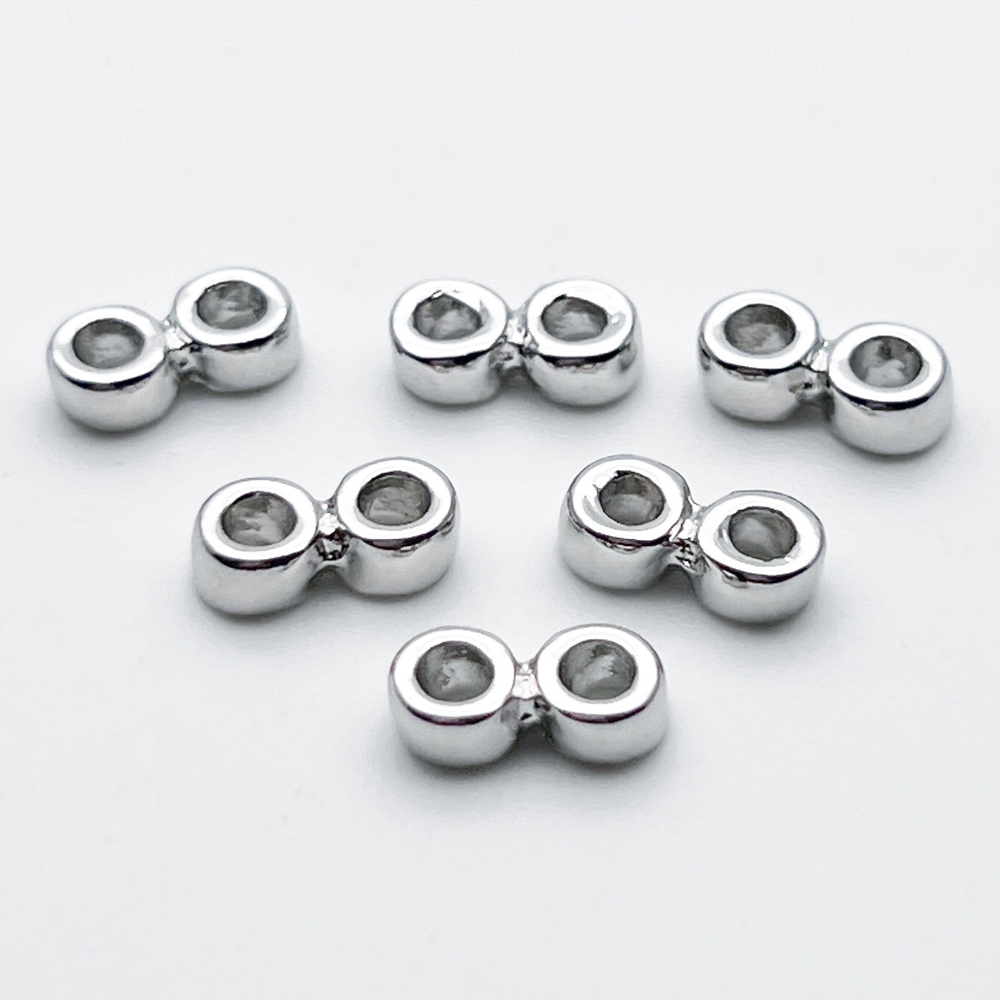 Коннектор-разделитель на 2 нити, цвет серебро, размер 9*2,5 мм, цена за 1 шт