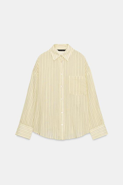 ZARA РУБАШКА ОВЕРСАЙЗ С КАРМАНОМ, ЖЕЛТЫЙ