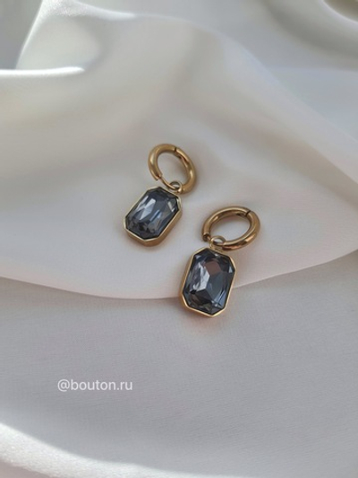 Серьги с серым камнем