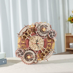 Настенные кварцевые часы с календарём Zodiac Wall Clock (Зодиак) от ROKR - Деревянный конструктор, сборная механическая модель, 3D пазл