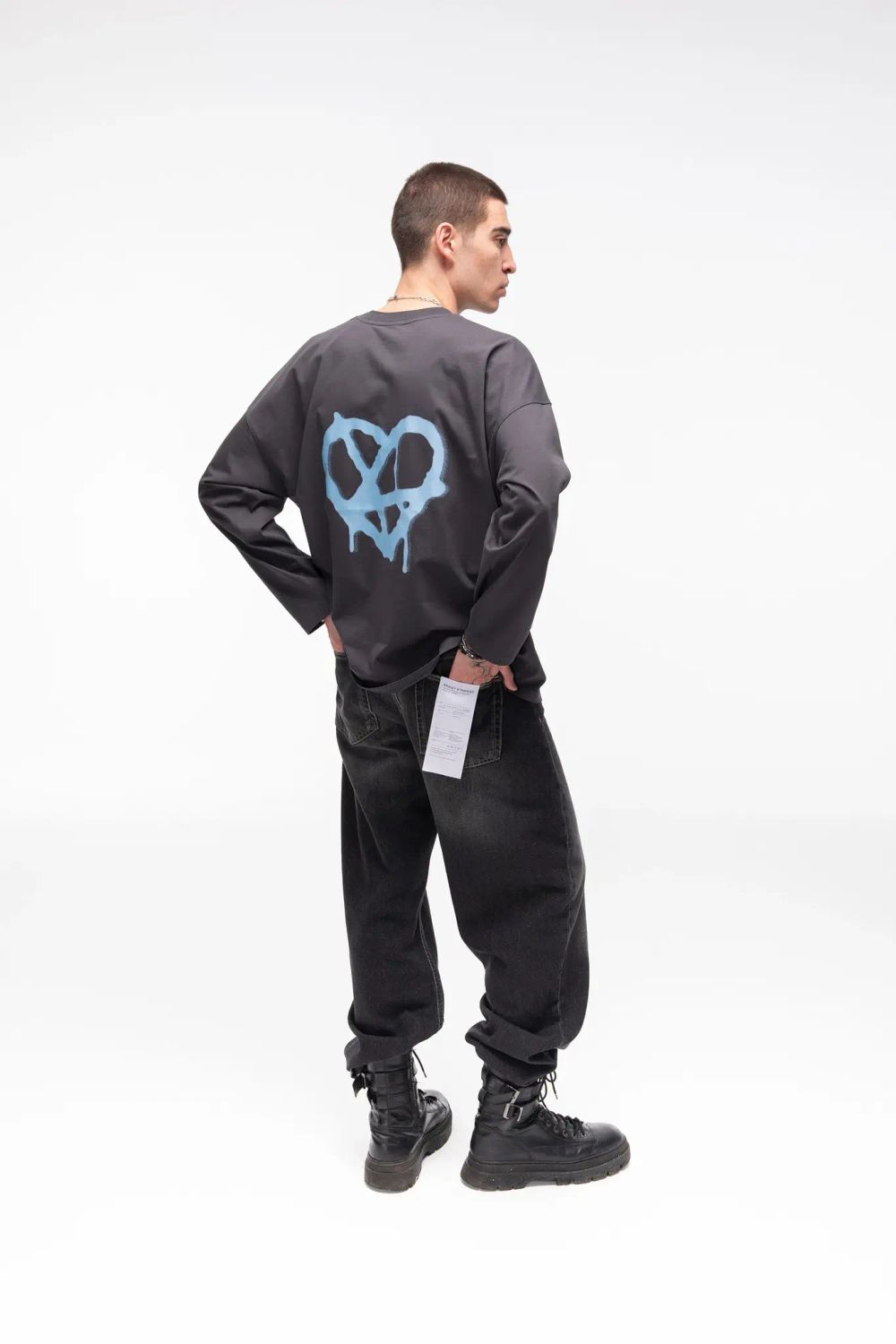 Лонгслив Kraizy Stripes Logo Heart графит