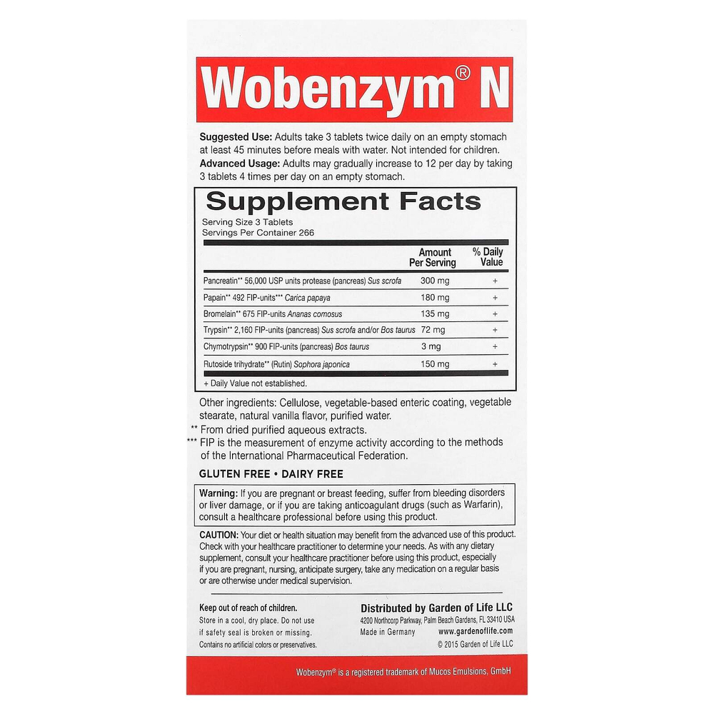 Wobenzym N, Здоровье суставов, 800 таблеток, покрытых кишечнорастворимой оболочкой