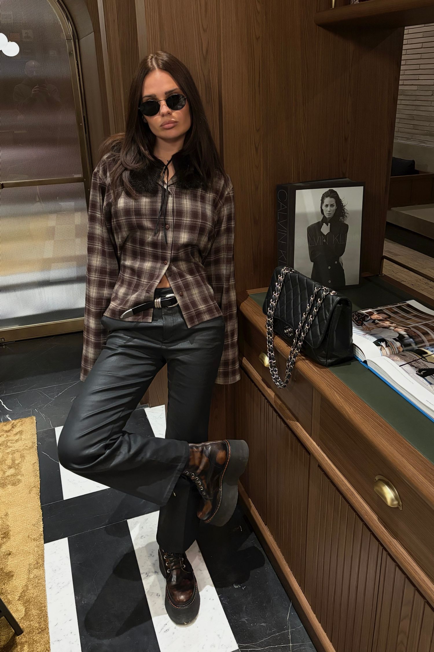 рубашка в клетку stamba, brown