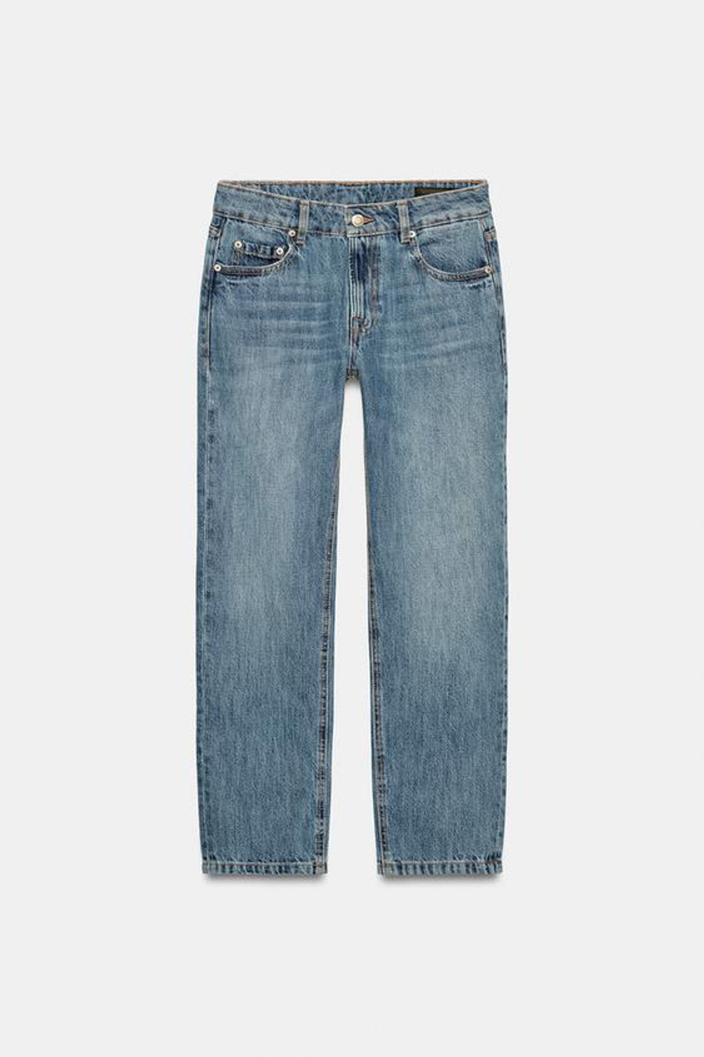 ZARA ДЖИНСЫ ZW COLLECTION CIGARRETE СО СРЕДНЕЙ ПОСАДКОЙ, ВЫЦВЕТШИЙ СИНИЙ