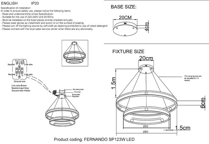 Подвесной светодиодный светильник Crystal Lux Fernando SP123W Led Coffee/Black