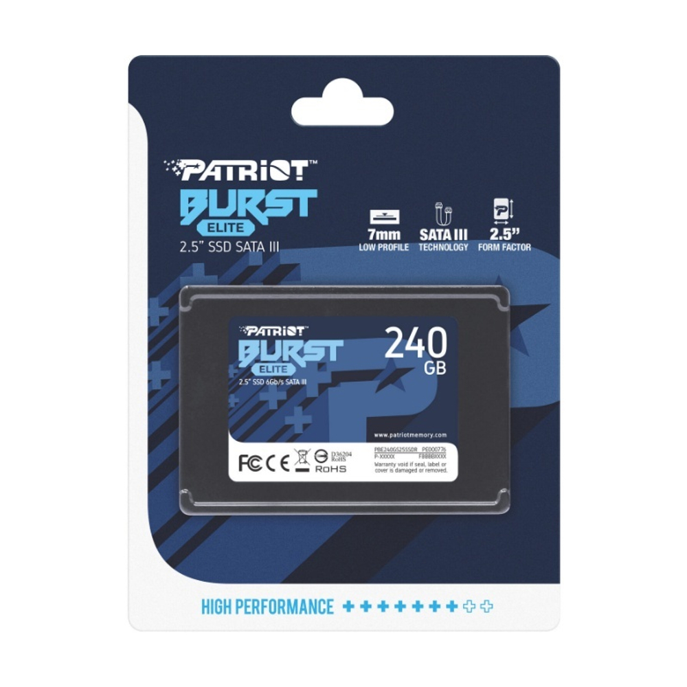 Твердотельный накопитель Patriot SSD BURST ELITE 240GB SATA3 2.5" R450/W320 TBW 100TB 3D NAND