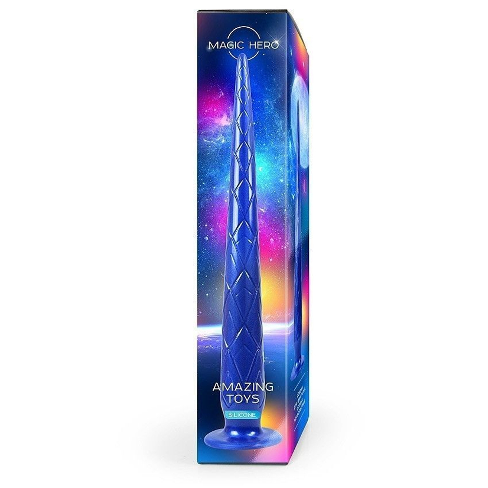 Синий стимулятор с ромбовидным рельефом - 37 см. (Цвет: синий)