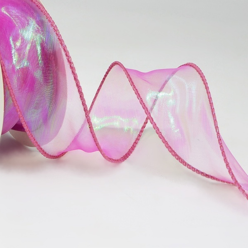 Лента 4см х10м Перламутровая ткань малиновый 1 шт