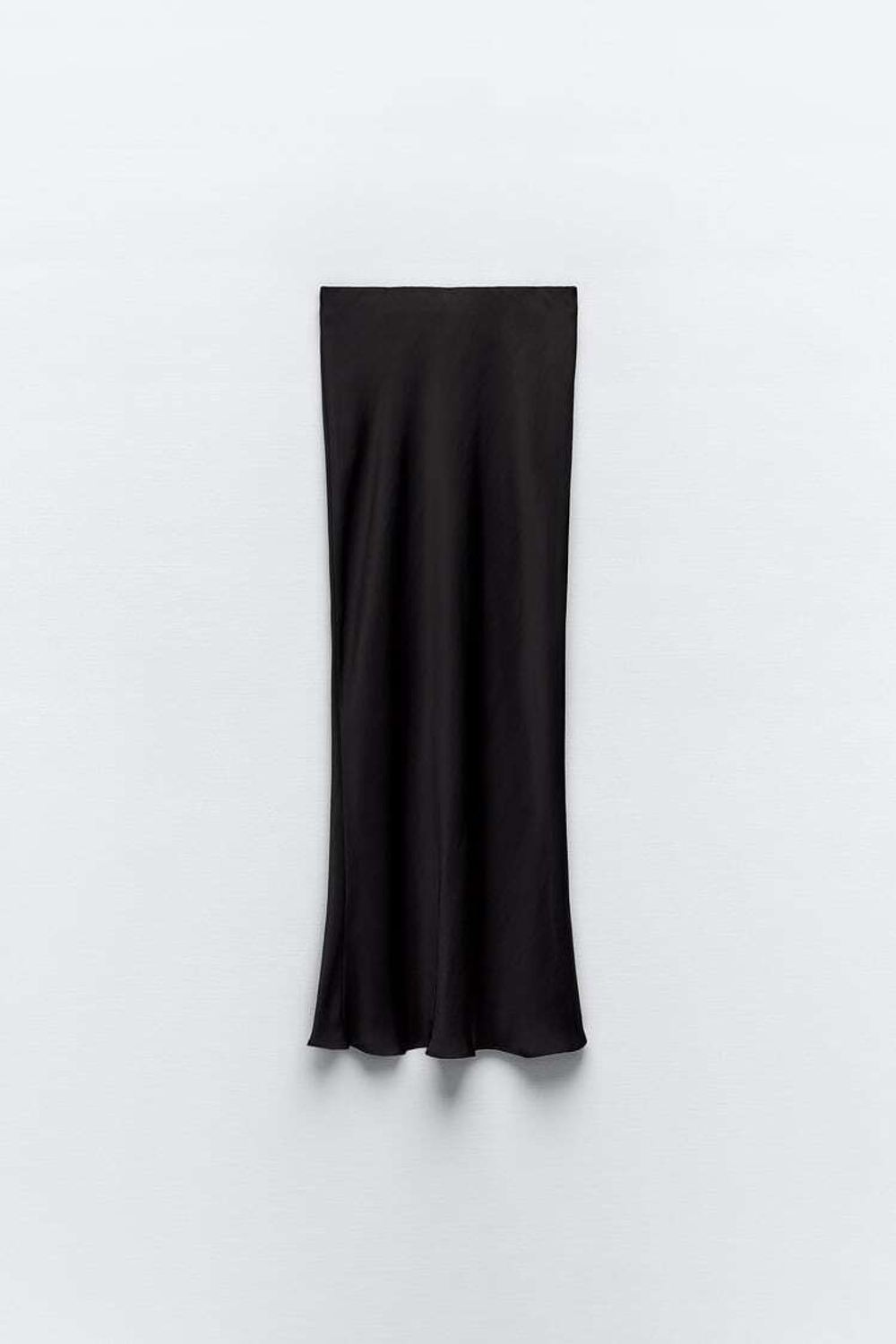 ZARA АТЛАСНАЯ ЮБКА МИДИ, ЧЕРНЫЙ