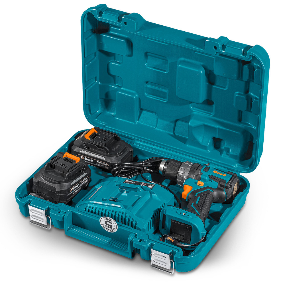 Дрель-шуруповерт аккумуляторная ударная BORT BAB-21U (2x4Ач+ЗУ)