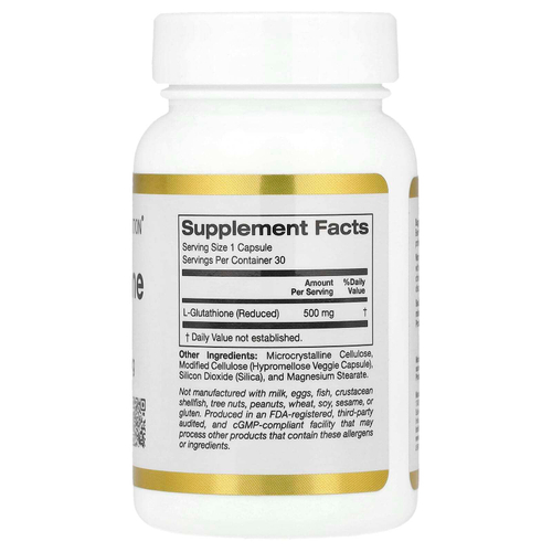 California Gold Nutrition, L-глутатион (восстановленный), 500 мг, 30 растительных капсул