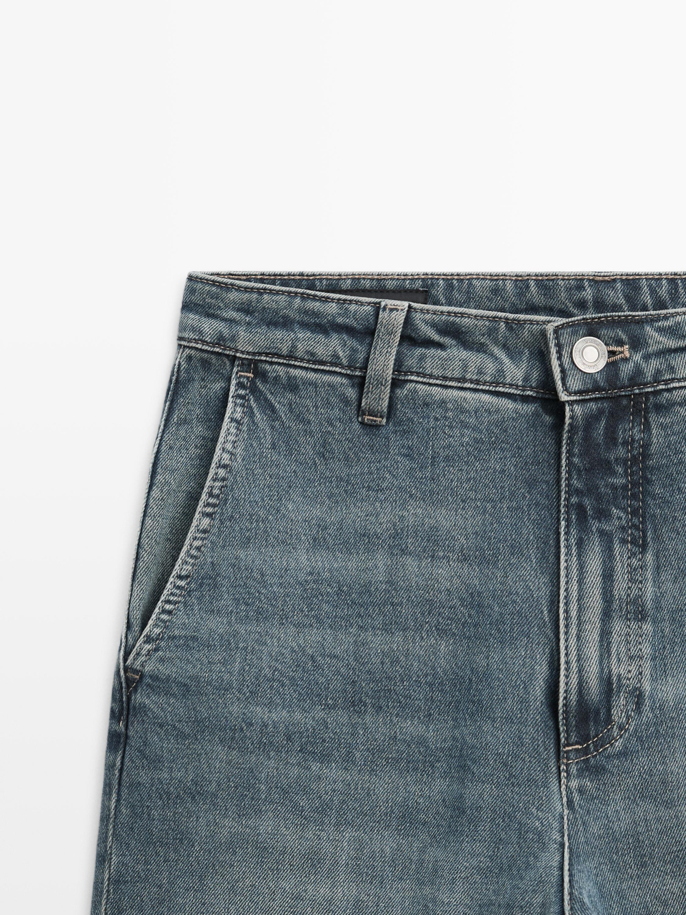 Massimo Dutti Джинсы-клеш со средней посадкой, средне-синий