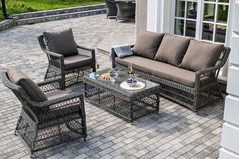 "Гранд Латте" лаунж-зона из искусственного ротанга, цвет графит