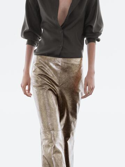 Massimo Металлические брюки из кожи наппа, золотой