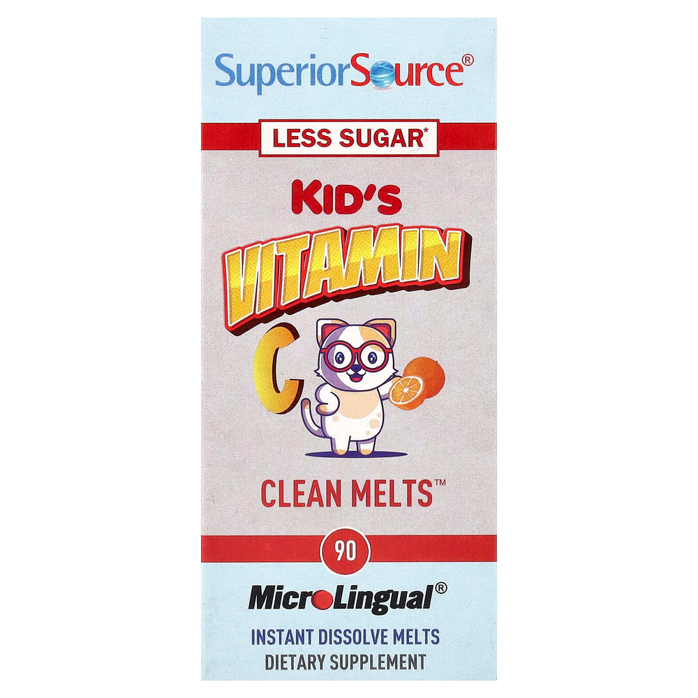 Superior Source, витамин C для детей, Clean Melts™, с апельсиновым вкусом, 90 быстрорастворимых ингредиентов MicroLingual®