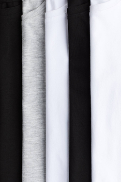 H&M Набор из 5 футболок из хлопкового джерси, белый/серый