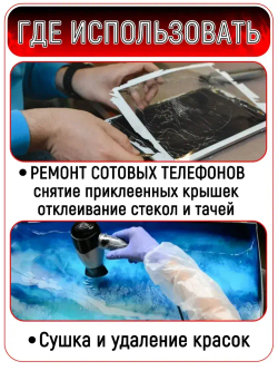 Паяльный мини-фен. Мини строительный фен для пайки, термоусадки 220v, цвет черный