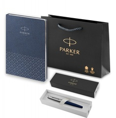 Подарочный набор: Ручка перьевая Parker Jotter Royal Blue CT, Mblue и Ежедневник недатированный, синий