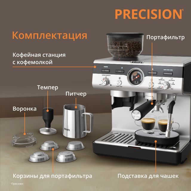 Кофейная станция Tefal Precision XP801T10+Аэрогриль Tefal EY5568E0