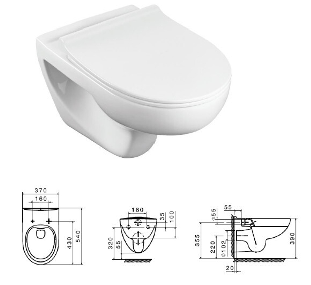 Комплект унитаза с инсталляцией Roca Victoria Rimless 893105010 с тонким сиденьем SoftClose без клавиши смыва
