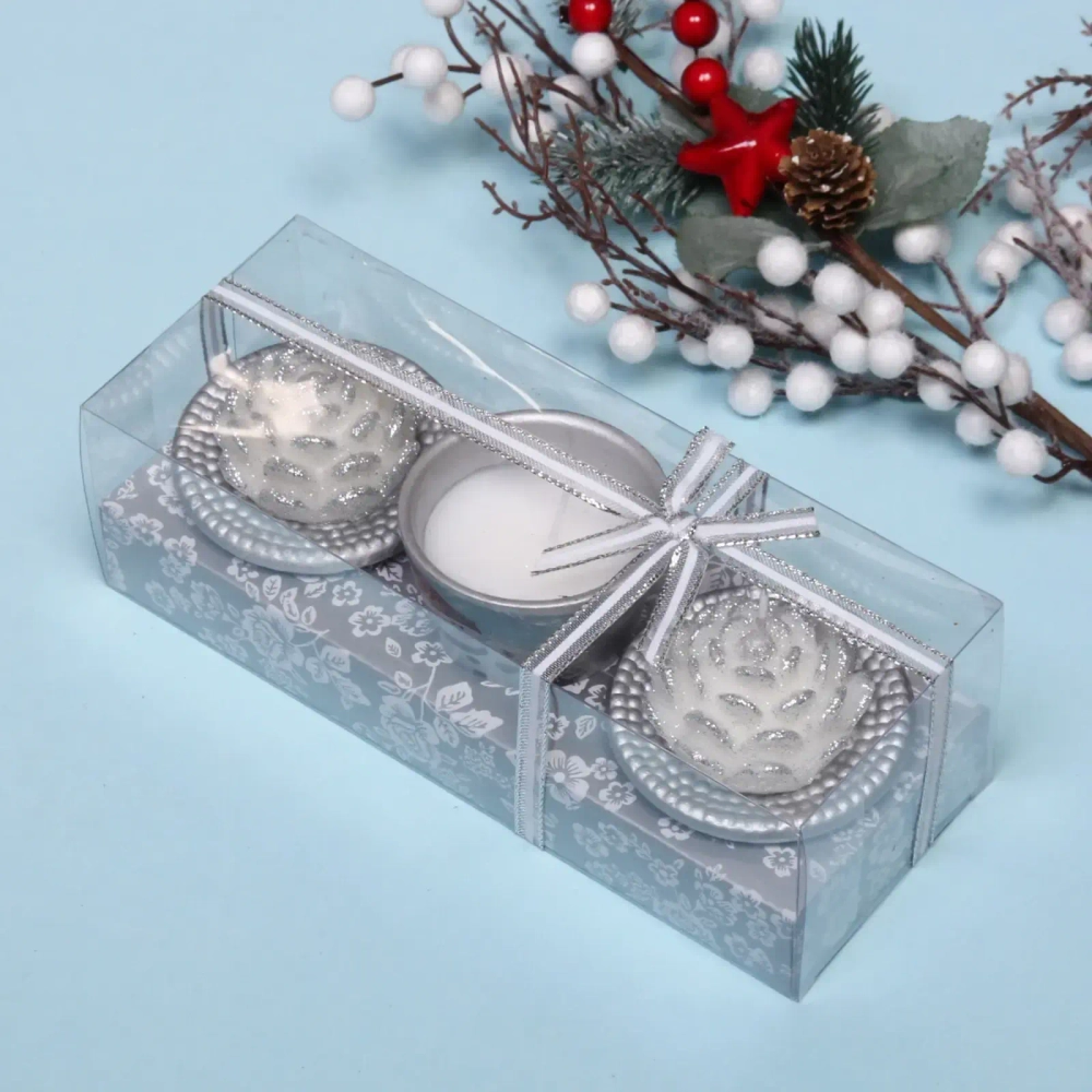 Свечи новогодние «Желание» 22x8.3x7 см, серебро