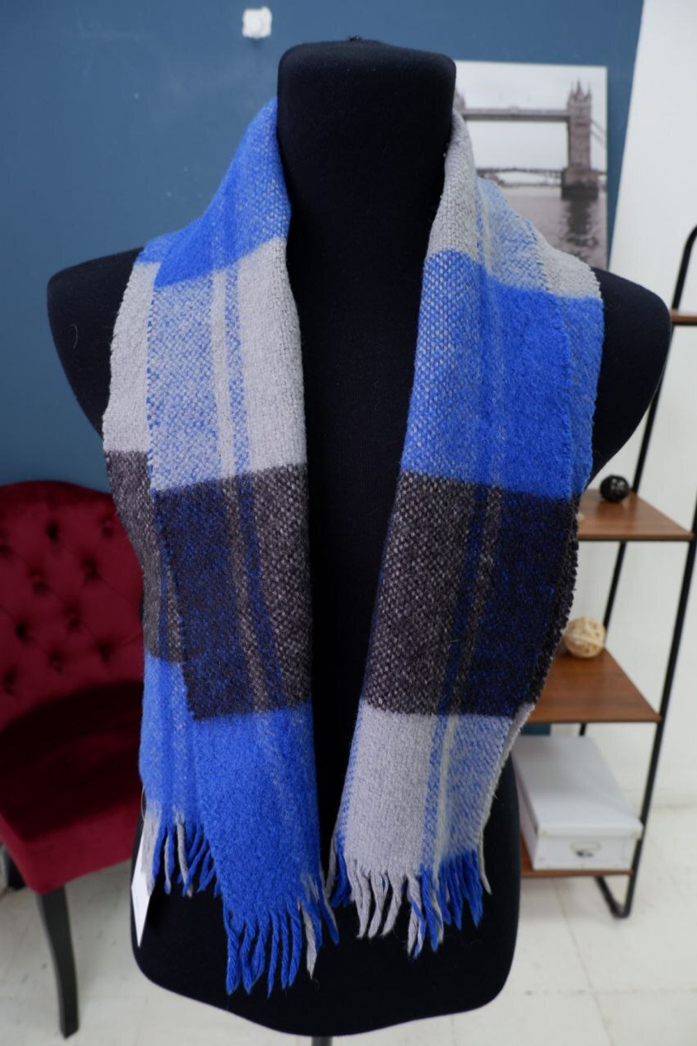 Шарф шерстяной в клетку