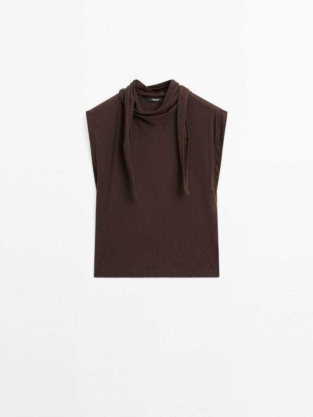 Massimo Dutti Топ без рукавов, коричневый