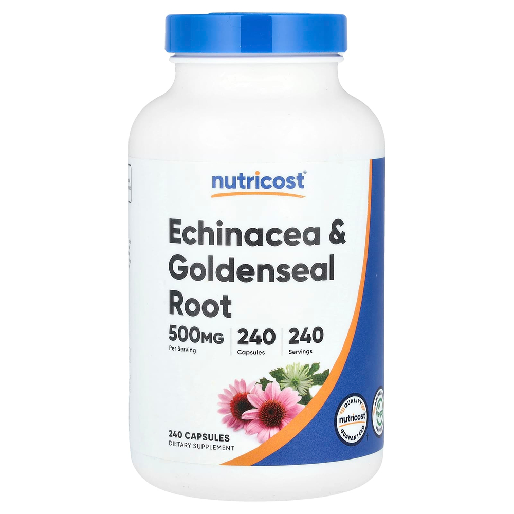 Nutricost, корень эхинацеи и желтокорня, 500 мг, 240 капсул