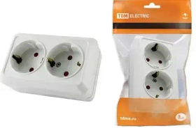 Розетка 2П+З открытой установки IP20 16А, белая (10 шт) "Ладога" TDM SQ1801-0015