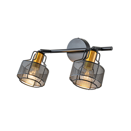 Настенный светильник 2x40Вт E14, металл, черный/золото
