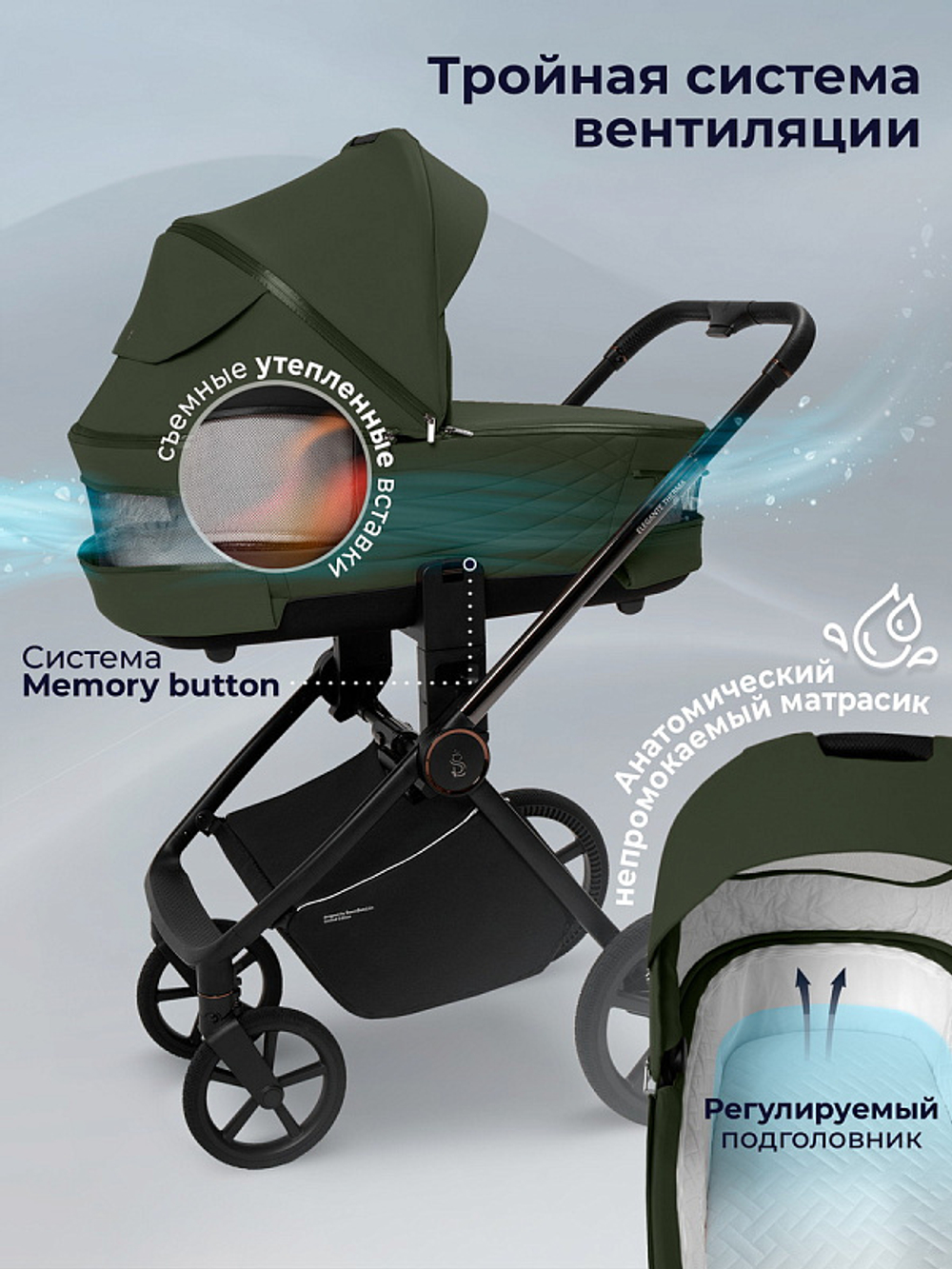 Детская коляска 3 в 1 Sweet Baby SBL Elegante Therma 427646 Green