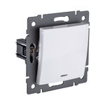 Выключатель 1-клавишный проходной 10А/250В с LED подсветкой, изогнутый, белый Kollinger REA-R-004WH для Aspekt, Eleganz, Reflex