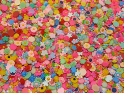 Кабошон, пластик, "Микс цветы", размер  16-22мм (1уп = 50шт), Арт. КБП0419
