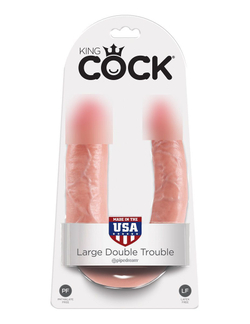 Телесный двусторонний фаллоимитатор U-Shaped Large Double Trouble - 44,4 см.