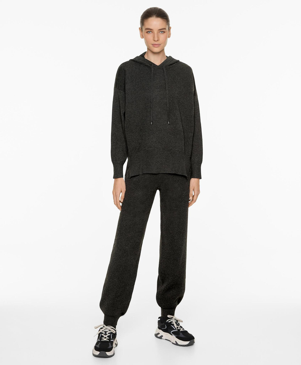 Oysho Трикотажная толстовка с капюшоном, антрацитовый