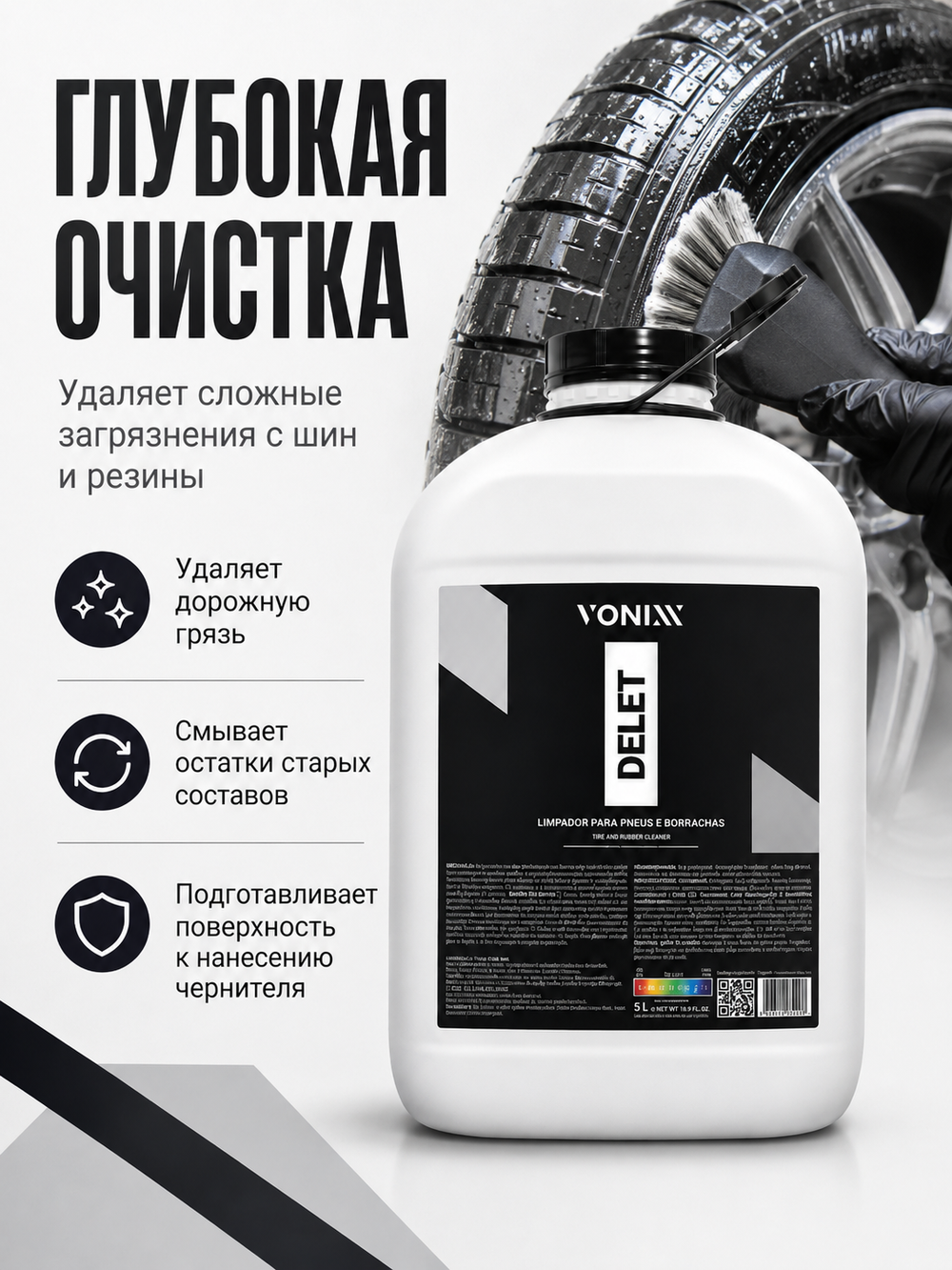 Vonixx Очиститель шин и резины DELET, 5л