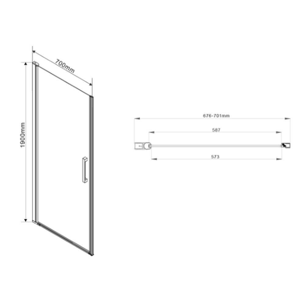 Душевая дверь Orta VPP-1O700CH-R, 700, хром, стекло шиншилла, правая, , шт